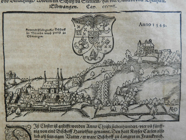 Jarlberg Holy Roman Empire 1598 Munster Cosmography wood cut print city view