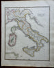 Italian States Lombardy Tuscany Papal States Sicily Sardinia 1846 scarce map