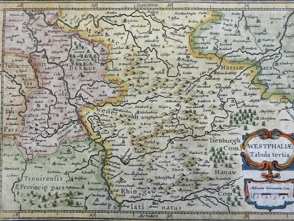 Westphalia Holy Roman Empire Germany 1638 Mercator miniature map