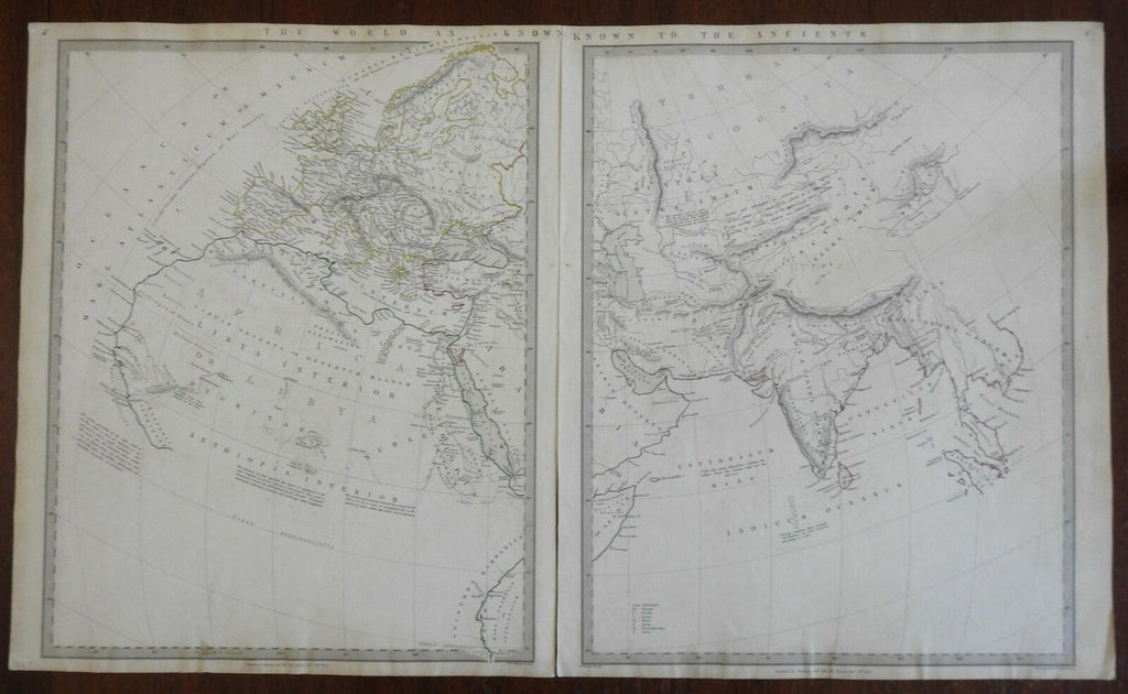 Ancient World Mediterranean Sea Persia Holy Land Arabia India 1842 two sheet map