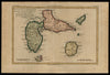 Guadaloupe Marie Galante Caribbean 1780 Bonne map lovely hand color