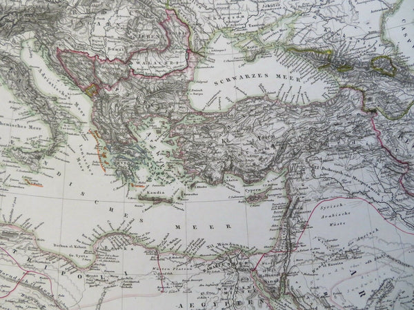 Mediterranean Sea Ottoman Empire North Africa 1854 Stulpnagel detailed map