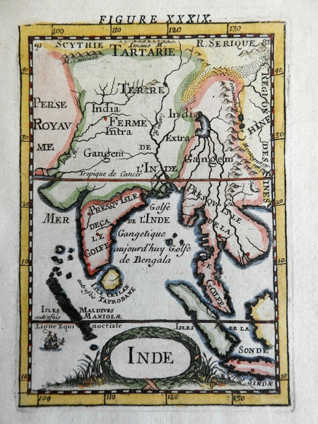 India Mughal Empire Ganges & Indus Rivers Ceylon Sri Lanka 1683 Mallet map