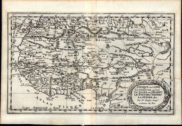 West Africa Guinea Gold Slave Ivory Coast 1699 Sanson rare old map fantasy