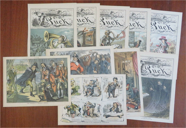 American Politicians Gillam Art 1880's Puck Political Cartoons Lot x 10 prints