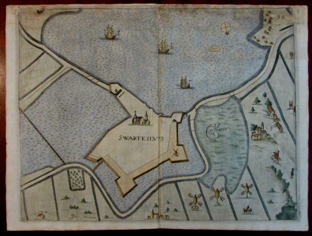Zwartsluis Netherlands Holland Nederland 1673 Priorato engraved city plan