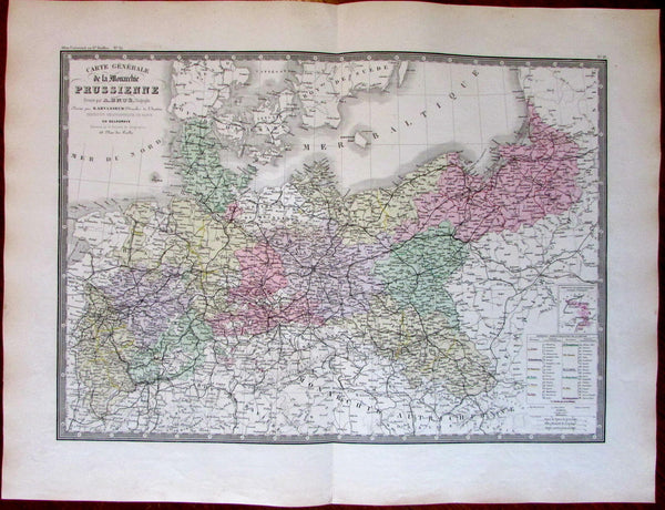 Prussia Poland Europe Germany 1875 Levasseur Brue large old engraved map