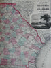 Georgia & Alabama American South 1862 Johnson & Ward decorative map Civil War