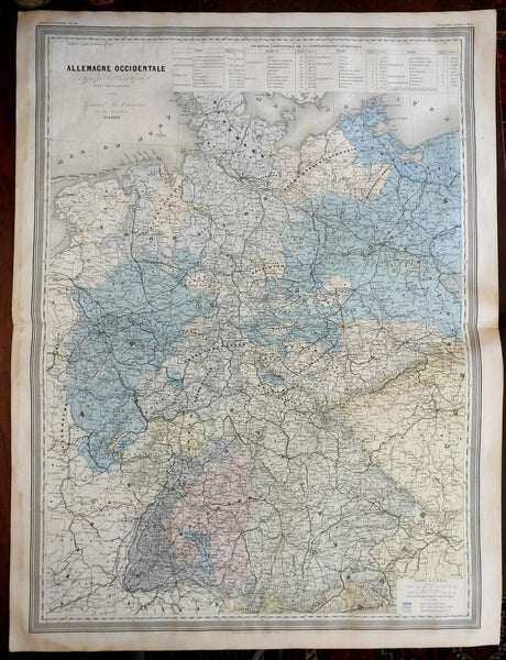 Western Germany Kingdom of Prussia Oldenburg Hesse 1865 Dufour Dyonett map