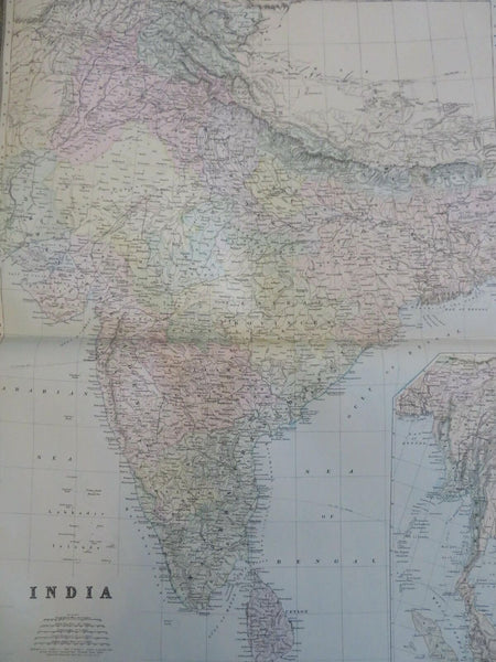 British India Delhi Calcutta Bombay 1889-93 Bradley folio hand color detail map