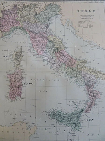 Italy Rome Venice Genoa Milan Florence 1889-93 Bradley folio hand color map