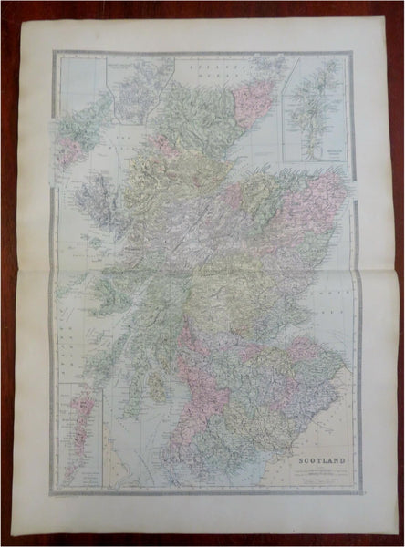 Scotland Edinburgh Glasgow Aberdeen 1889-93 Bradley folio hand color detail map