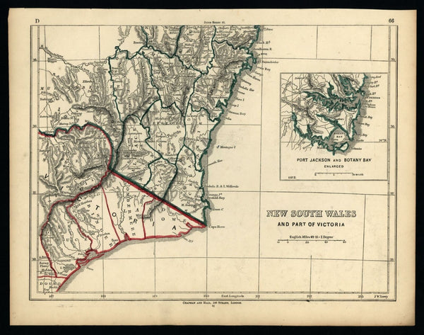 Australia New South Wales Sydney Port Jackson inset 1852 Lowry old map 3 sheets