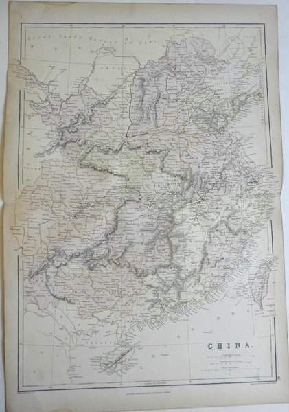 China Qing Empire Korea Japan Formosa Tibet Mongolia 1883 Blackie map
