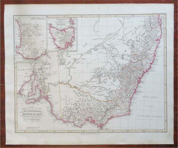 Southeastern Australia New South Wales Tasmania 1855 Stulpnagel detailed map