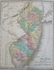 New Jersey lovely state map 1825 Buchon French Carey & Lea encyclopedic info