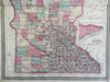 Minnesota Twin Cities Minneapolis St. Paul 1870 A.J. Johnson Scarce Issue map