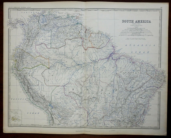 South America Peru Ecuador Venezuela Brazil Bolivia 1860 Blackwood engraved map
