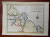 Isle de Cayenne French Guyana South America 1753 Bellin engraved hand color map