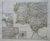 Spain & Portugal Iberia Madrid Lisbon 1855 Stulpnagel detailed 4 sheet map