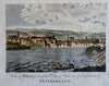 Basel City View Switzerland Church Spire Row Boats c. 1790 hand color view print