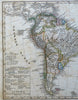 South America Brazil Peru La Plata Chile Bolivia 1843 Stieler engraved map