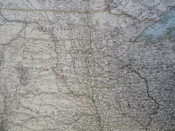Midwest U.S. Minnesota Dakotas Nebraska Iowa Wyoming 1894 Petermann detailed map