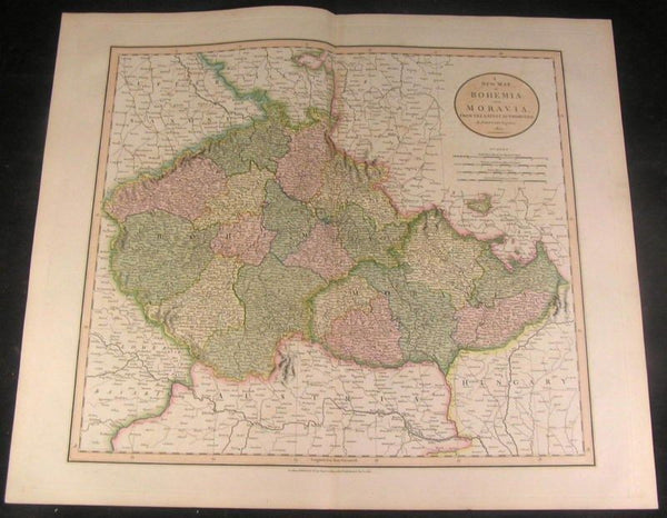 Bohemia Moravia Austria 1801 Cary fine engraved folio antique hand color map