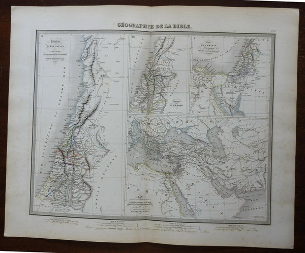Holy Land Palestine Bible Geography Herod c.1850 Tardieu fine large engraved map