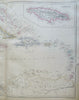 West Indies Caribbean Sea Cuba Jamaica Puerto Rico Bahamas 1860 Lowry large map