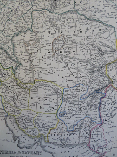Persia Iran Afghanistan Baluchistan Turkestan c. 1850 Chapman engraved map