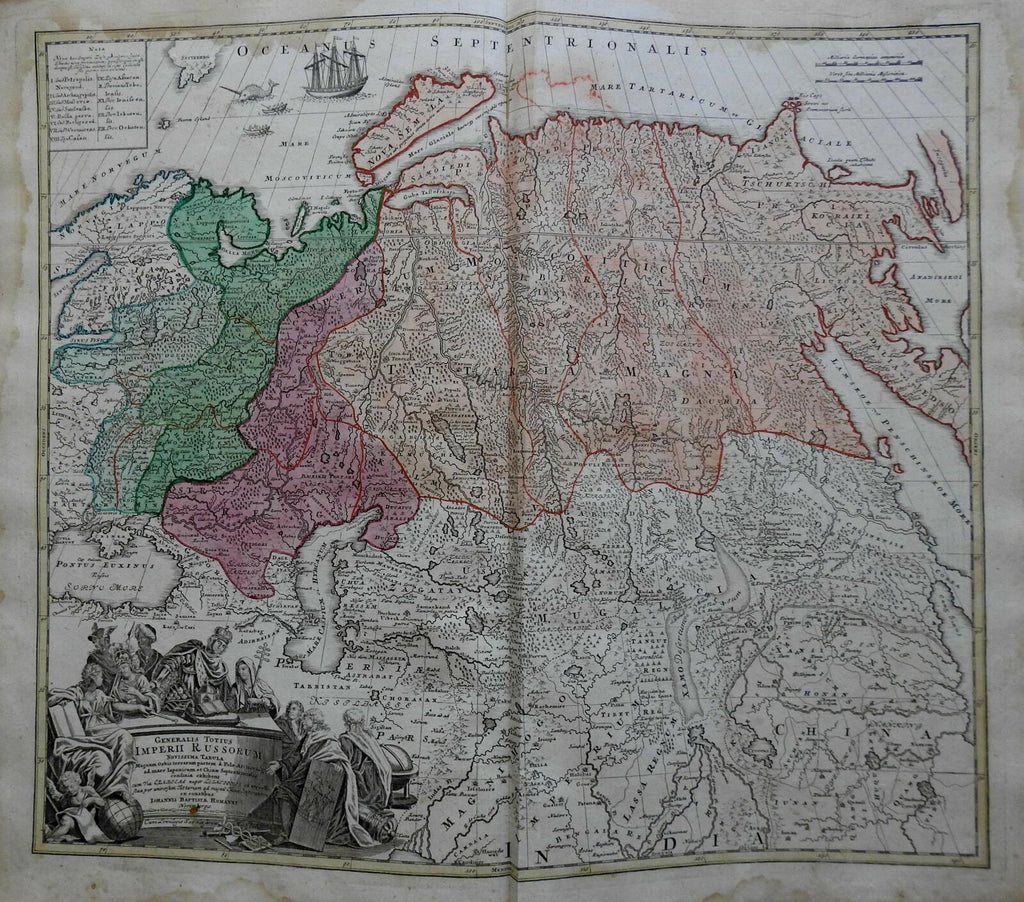 Russian Empire Siberia Kamchatka Ukraine c. 1750 Homann decorative folio map