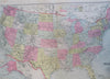 United States USA entire nation coast to coast 1897 Gray large hand colored map