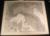 Upper & Central Italy Corsica Rome Environs 1855 antique engraved hand color map