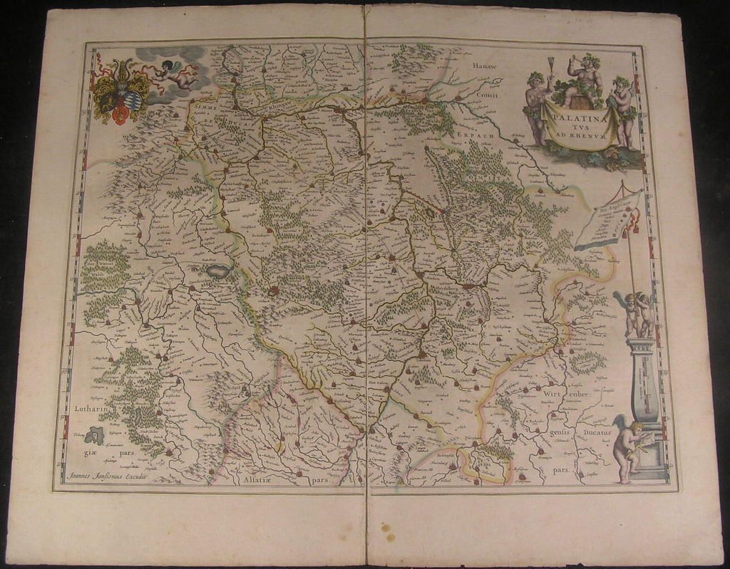 Palatinatus ad Rhenum Germany 1644 Jansson folio old color antique map