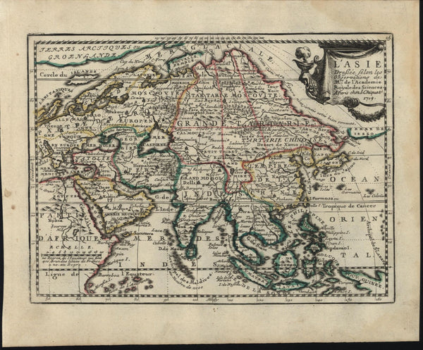 Asia Arabia India China Korea Grand Tartary Japan 1719 Chiquet decorative map