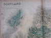 Scotland Shetland Orkney Islands Glasgow Edinburgh Lochs 1853 Hall map 2 SHEETS