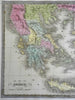 Kingdom of Greece Balkan Peninsula Morea Crete Rhodes 1845 Greenleaf Map