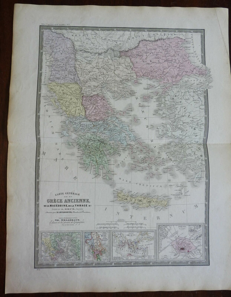 Ancient Greece Greek City States Macedonia Thrace Epirus 1875 Brue map