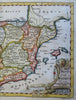 Spain & Portugal Iberia Madrid Lisbon 1758 Jeffrys decorative engraved map