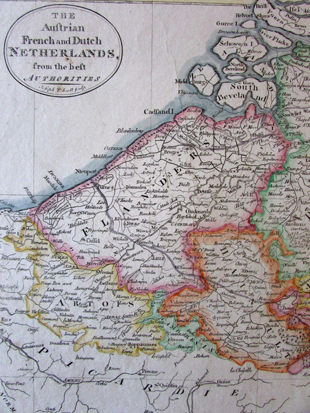 Belgium 1814 Carey scarce American produced J. Scott engraved large old map
