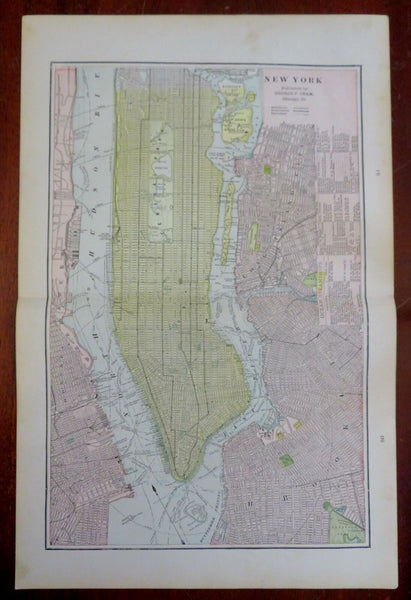 New York City Manhattan Central Park Battery Park 1901 Cram detailed city plan