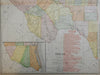 Texas state by itself 1908 huge very detailed two-sheet color map wall size