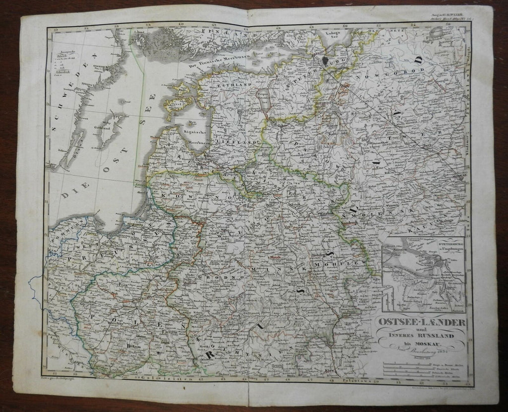 Eastern Europe Russian Empire Poland Prussia Livonia Estonia 1848 Stulpnagel map