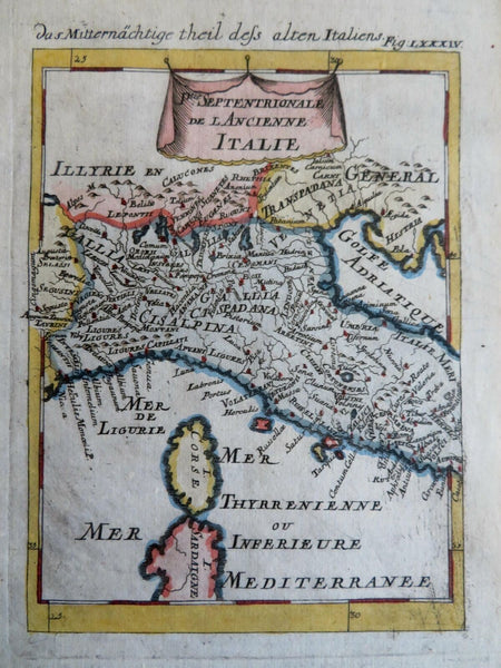 Northern Italy Roman Empire Cisalpine Gaul Mediolanum Rome 1685 Mallet map