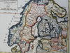 Kingdoms of Sweden & Norway Scandinavia Finland 1748 Vaugondy hand color map