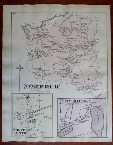 Norfolk City Mills Norfolk County Massachusetts 1871 detailed map