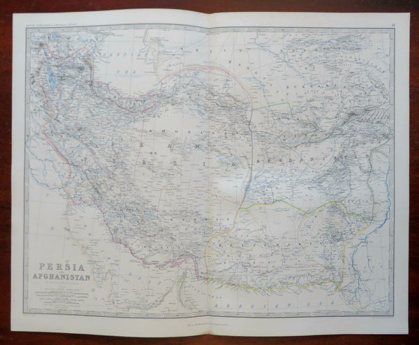 Persia Iran Afghanistan Baluchistan Persian Gulf 1865 Johnston large folio map
