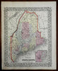 Maine County Map Portland Bangor Augusta Mt. Desert Island 1867 Mitchell map