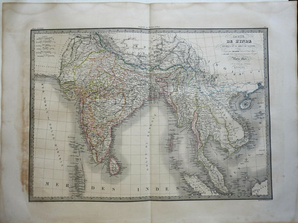 East Indies India Southeast Asia British Raj Mysore Burma Vietnam 1842 Lapie map